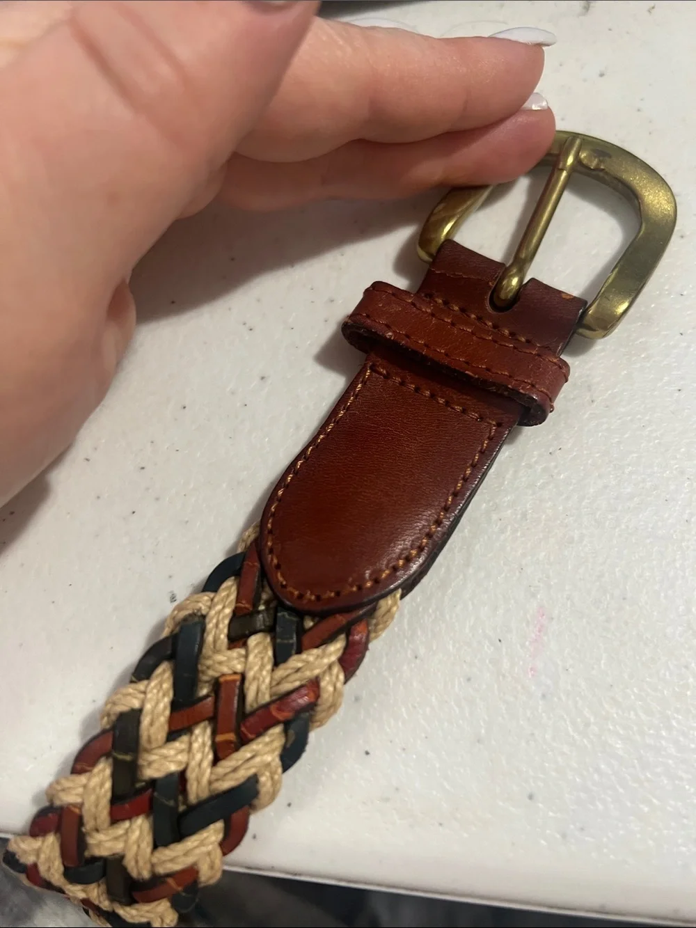 Fossil Genuine Leather Braided Belt 33